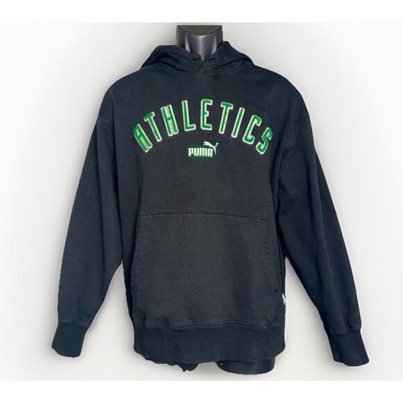 Puma The NeverWorn Hoodie SM Black Embroider Green 3D Patch Heavy Reverse Weave - Picture 1 of 8